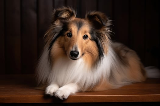 Shetland Sheepdog, sheltie dog on a dark background photo