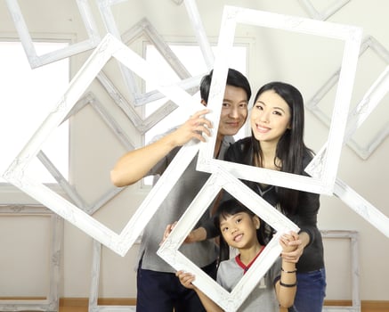 South East Asian young father mother daughter  parent girl child activity photo