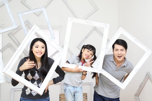 South East Asian young father mother daughter  parent girl child activity photo