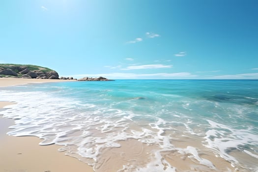 crystal clear and empty beach on a bright photography photo