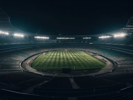 Football stadium with bright lights and seats Created with technology photo