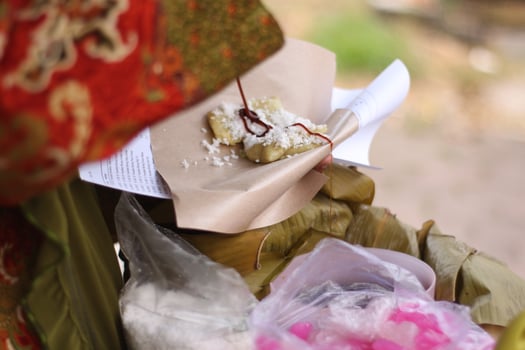 traditional lupis food with sweet and savory taste.with glutinous rice as the main ingredient. photo