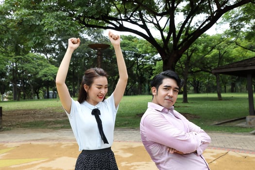 Young asian malay chinese man woman outdoor park  book file folder laptop computer phone sit stand study mingle photo
