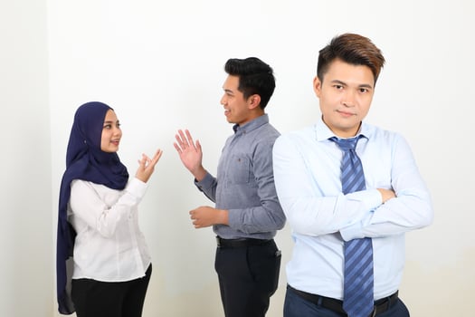 South east Asian Malay Chinese Man Woman facial expression stand confident talk discuss photo