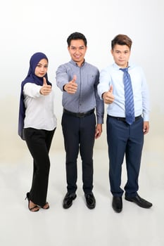 South east Asian Malay Chinese Man Woman facial expression stand thumbs up photo