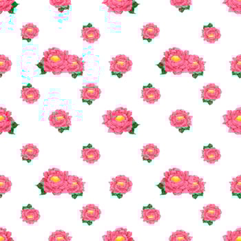 Hand drawn watercolor magenta peony flower seamless pattern. Isolated on white background. Scrapbook, textile, wrapping, fabric, poster. photo