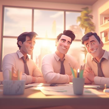 team of young businessmen. 3d illustration. 3d rendering. teamwork.ai generation photo