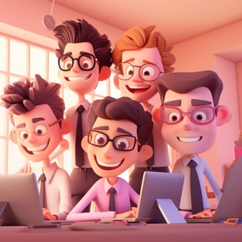 team of young businessmen. 3d illustration. 3d rendering. teamwork.ai generation photo