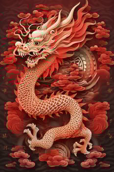 Poster for Chinese New Year with dragon. Illustration photo