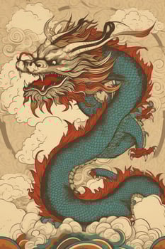 Poster for Chinese New Year with dragon. Illustration photo