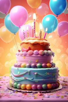 Birthday holiday background with balloons. Illustration photo