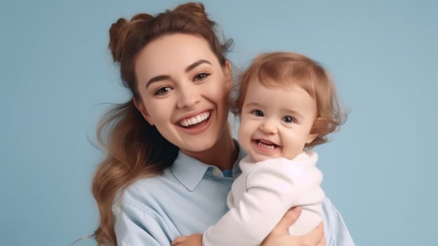 Happy woman and girl. Illustration photo