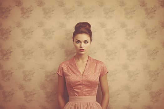 A vintage-inspired pink background with a sepia fil photo