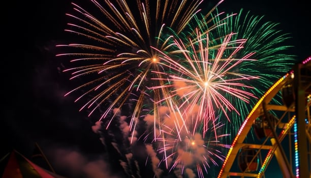 Vibrant colors illuminate traditional festival celebration outdoors generated by AI photo