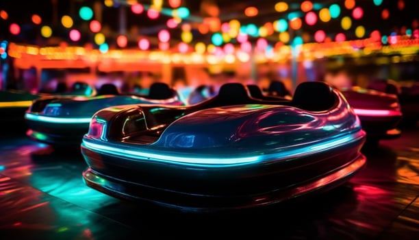 Fun night driving through vibrant city lights generated by AI photo
