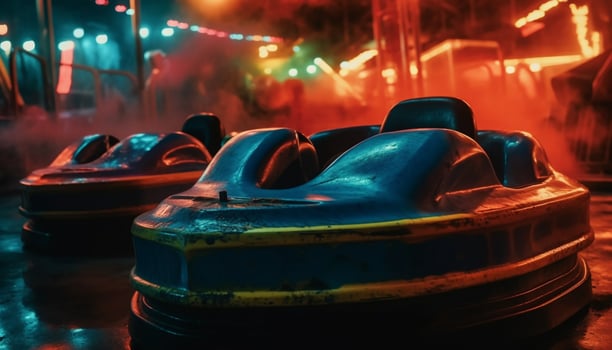 Bright cars speed through illuminated city nightlife generated by AI photo