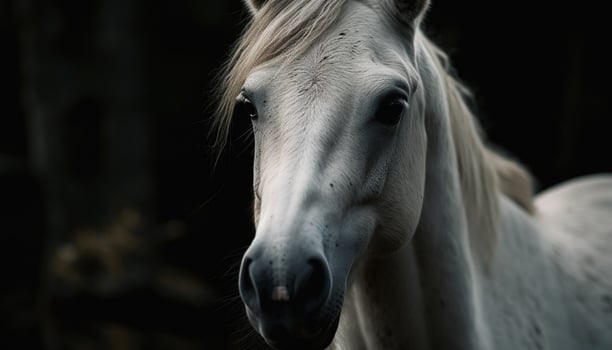 Thoroughbred mare grazing in rural meadow beauty photo