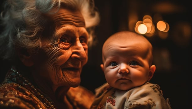 Multi generation family embraces love and togetherness in outdoor celebration generated by AI photo