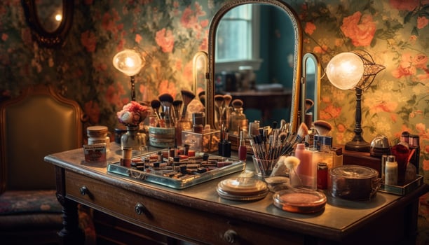 Antique candlestick holder adds elegance to domestic room decoration generated by AI photo