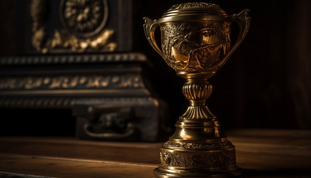 Golden trophy symbolizes success and achievement in sports competition generated by AI photo