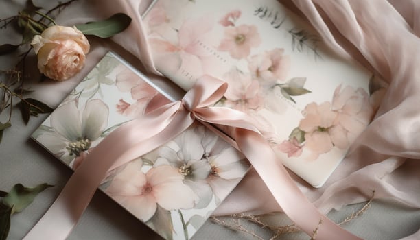 Romantic silk bouquet, ornate petals, pink elegance, nature beauty abstracted generated by AI photo