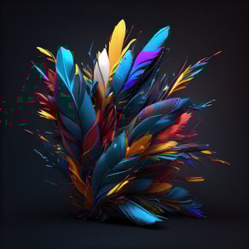 3d colorful feathers for carnival composition .. photo