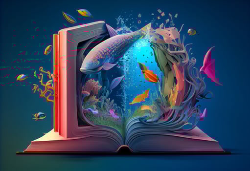 Books imagination, 3d illustration. . photo