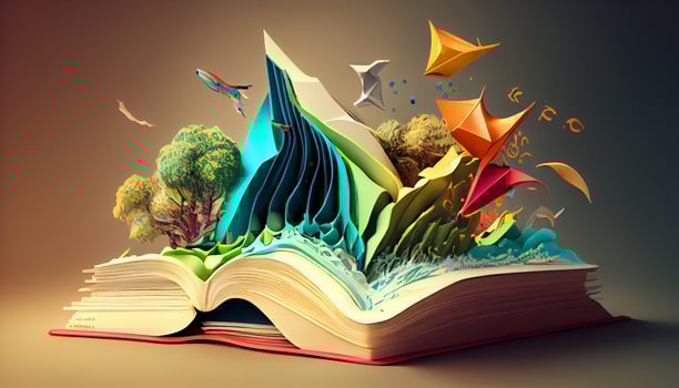 Books imagination, 3d illustration. . photo