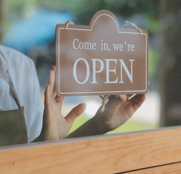 Young asian start up small business owner open the coffee shop and restaurant. Small business owner and service mind. photo