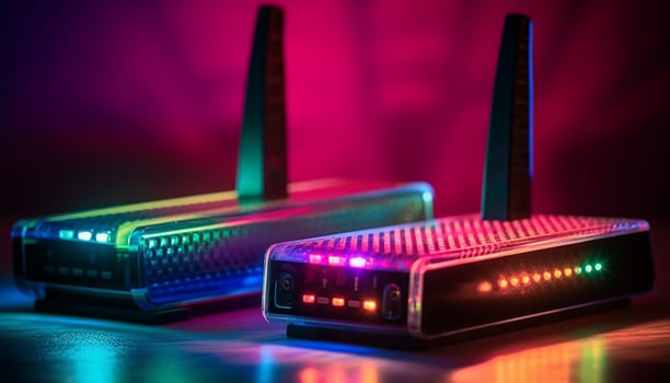 Futuristic computer chip connects to global network for secure communication generated by AI photo