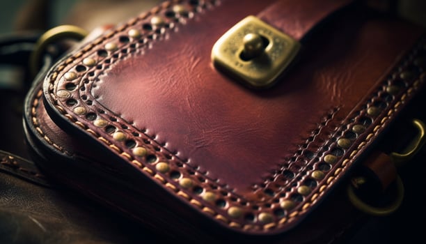 Leather bag handle, buckle, zipper, pocket luxury fashion accessory generated by AI photo