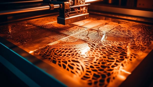 Precision metalwork crafting intricate designs with modern machinery and technology generated by AI photo
