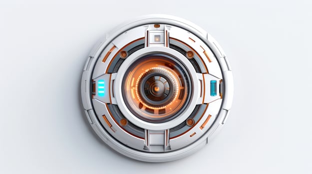 Abstract 3d button, aim control and digital interface, button technology and future tech game, target borders and metallic frames, user data UI display button, illustration photo