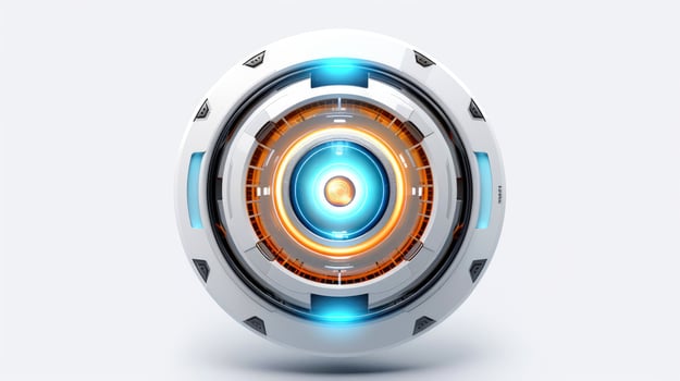 Abstract 3d button, aim control and digital interface, button technology and future tech game, target borders and metallic frames, user data UI display button, illustration photo