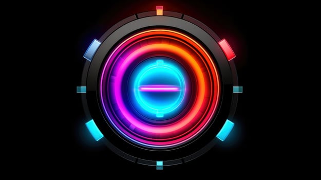 HUD round frames and borders, aim control and digital interface, button technology and future tech game, target borders and metallic frames, user data UI display button, illustration photo