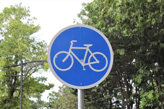 jakarta, indonesia-23 april 2023 bicycle lane sign photo