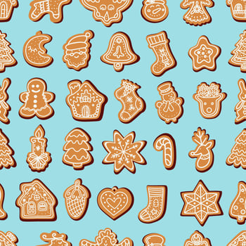 seamless pattern of Christmas gingerbread cookies. vector illustration photo