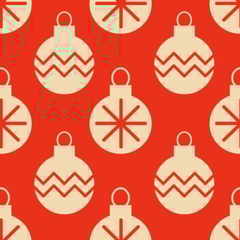 Christmas New Year seamless pattern with tree toys . photo