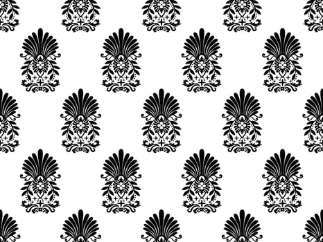 Damask digital paper seamless floral pattern.  Flowers on a black and white background. Luxury Royal Wallpaper. photo