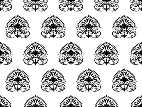 Damask digital paper seamless floral pattern.  Flowers on a black and white background. Luxury Royal Wallpaper. photo