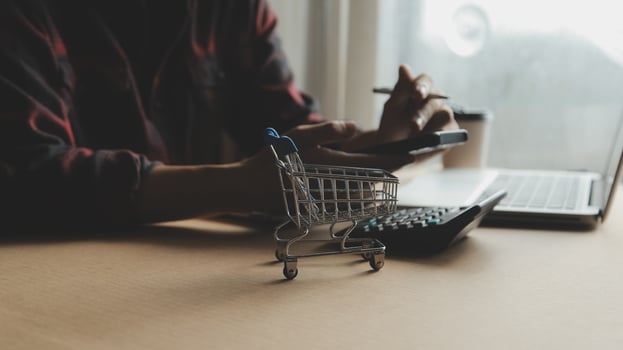 Online payment,businessman hands holding credit card and using laptop for online shopping. Cyber Monday Concept photo