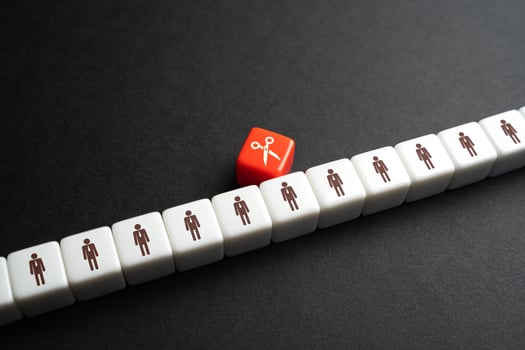 Dismissal. Spot repression. Downsizing a company. Dismissal of a part of personnel. Improvement, optimization of employees. Layoffs, restructuring, and cost-cutting measures. photo