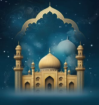 Blue muslim holiday background. Illustration photo