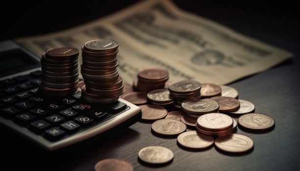 Wealth grows with successful investments, paying debts and saving money generated by AI photo
