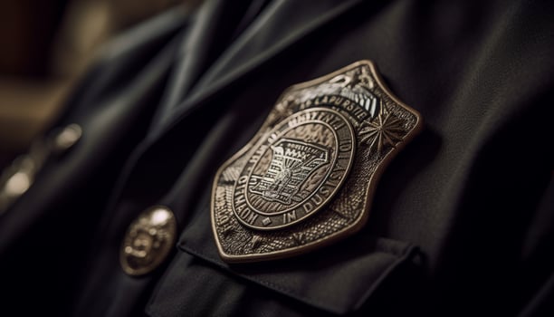 Military officer badge symbolizes authority and patriotism in luxurious fashion generated by AI photo