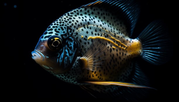 Colorful striped fish swimming in beautiful Red Sea coral reef generated by AI photo