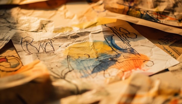 Antique letter with stained map, grunge backgrounds and yellow paper generated by AI photo