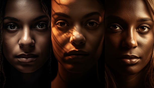 Beautiful young women exude confidence and sensuality in a headshot generated by AI photo