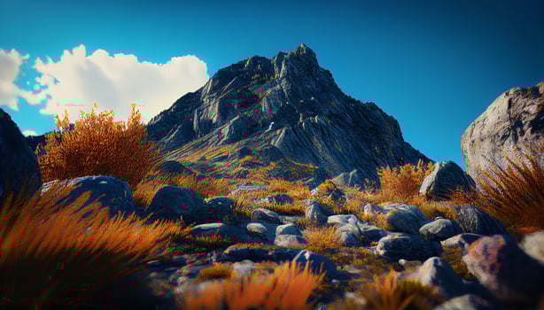 natures Majestic Beauty at Sunset Mountain Landscape , photo