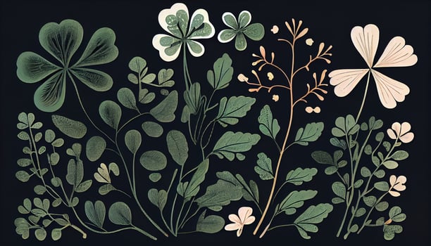 Nature beauty leaves flowers and s intertwined generated by AI photo